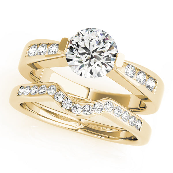 Vintage-Inspired Channel-Set Round Diamond Engagement Ring — 9K/18K Gold & Platinum