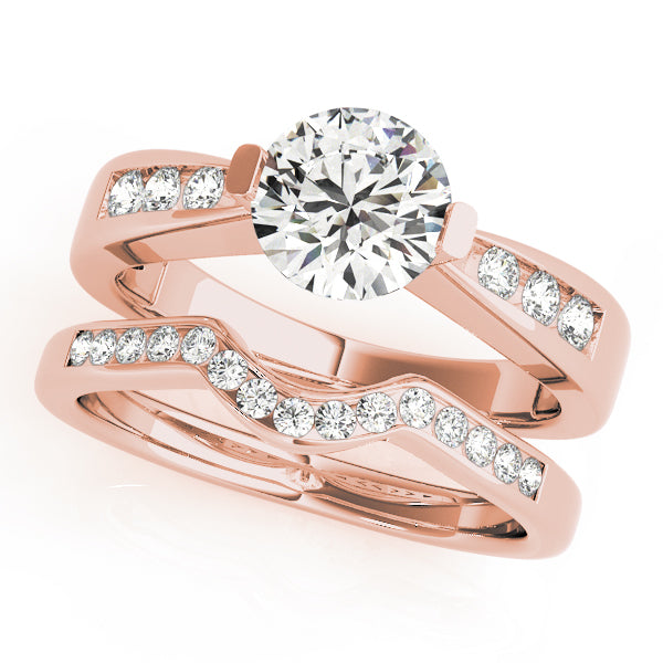 Vintage-Inspired Channel-Set Round Diamond Engagement Ring — 9K/18K Gold & Platinum
