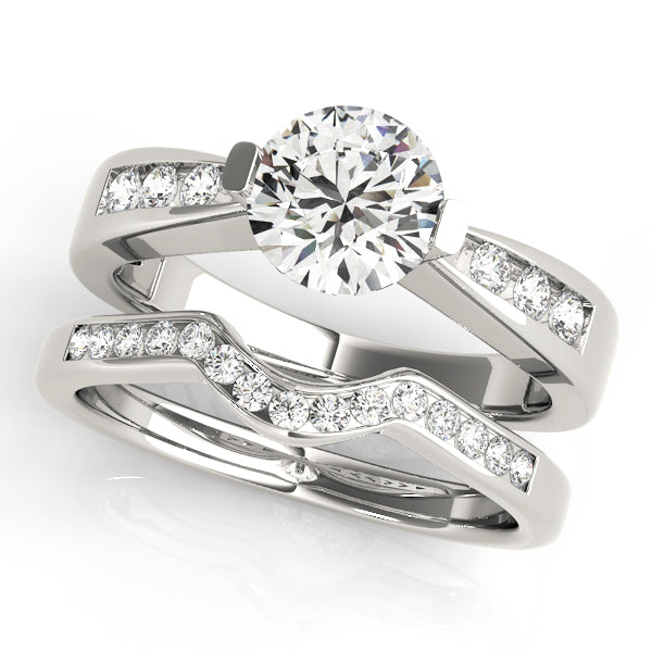 Vintage-Inspired Channel-Set Round Diamond Engagement Ring — 9K/18K Gold & Platinum