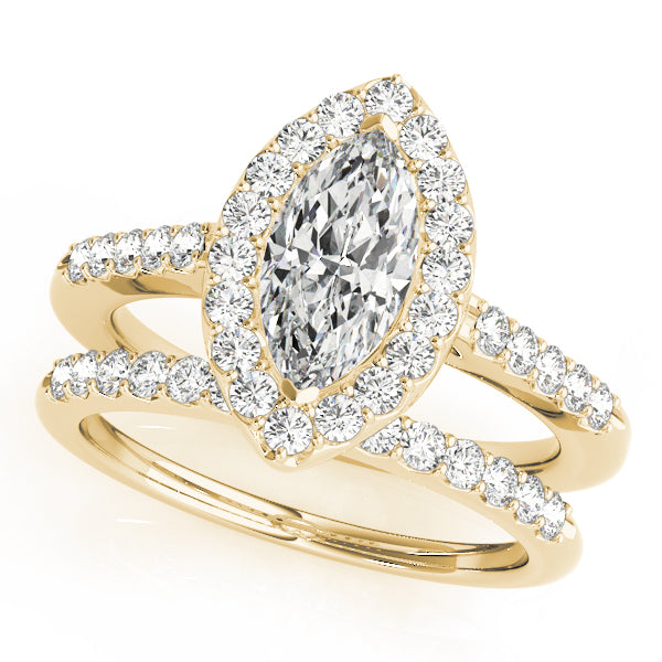 Luxe Halo Marquise Diamond Engagement Ring — 9K/18K Gold & Platinum