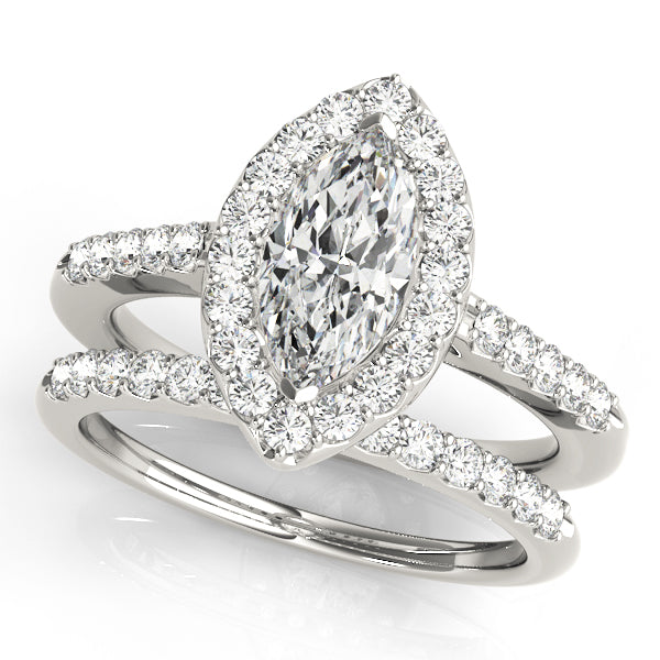 Luxe Halo Marquise Diamond Engagement Ring — 9K/18K Gold & Platinum