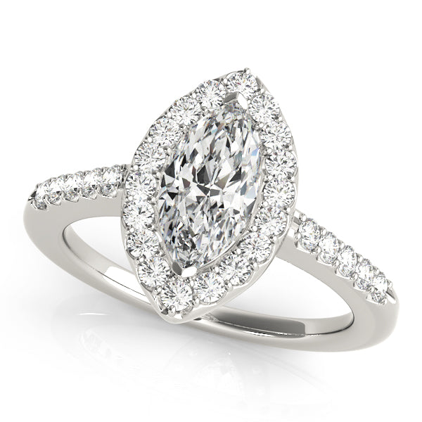 Luxe Halo Marquise Diamond Engagement Ring — 9K/18K Gold & Platinum