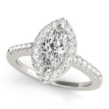 Luxe Halo Marquise Diamond Engagement Ring — 9K/18K Gold & Platinum