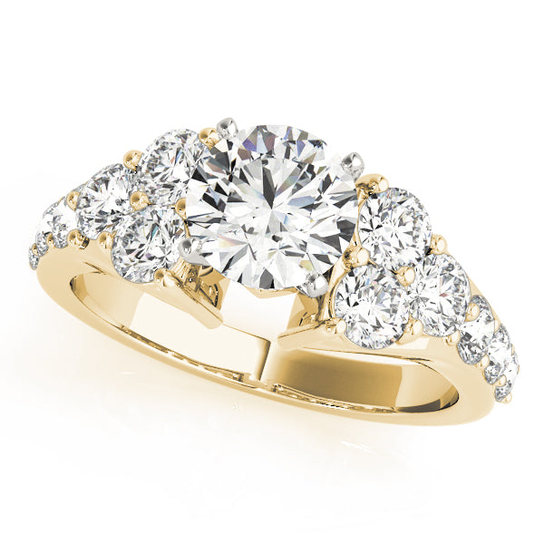 Iconic Cluster Sides Round Diamond Engagement Ring — 9K/18K Gold & Platinum