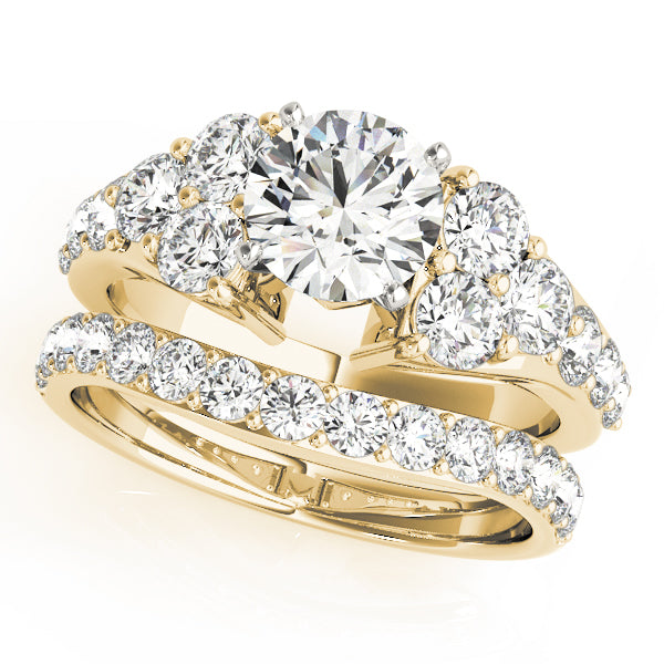 Iconic Cluster Sides Round Diamond Engagement Ring — 9K/18K Gold & Platinum