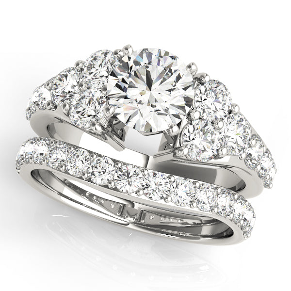 Iconic Cluster Sides Round Diamond Engagement Ring — 9K/18K Gold & Platinum