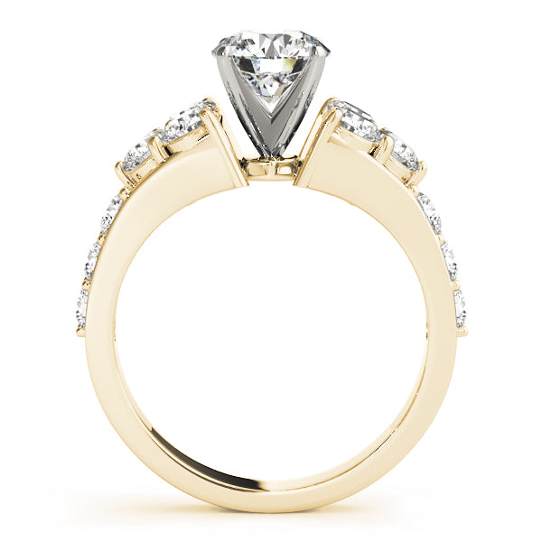 Iconic Cluster Sides Round Diamond Engagement Ring — 9K/18K Gold & Platinum