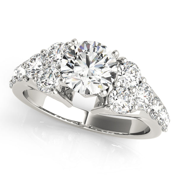 Iconic Cluster Sides Round Diamond Engagement Ring — 9K/18K Gold & Platinum
