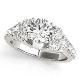 Iconic Cluster Sides Round Diamond Engagement Ring — 9K/18K Gold & Platinum