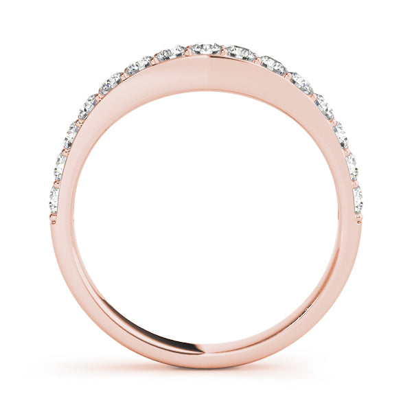 Prong Set Curved Half Eternity Ring in Gold & Platinum