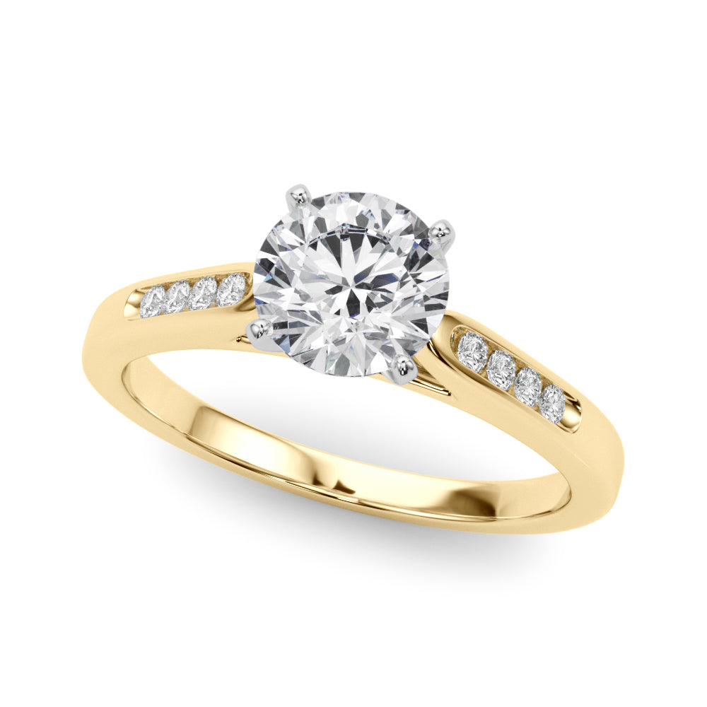Artisan Channel-Set Round Diamond Engagement Ring — 9K/18K Gold & Platinum