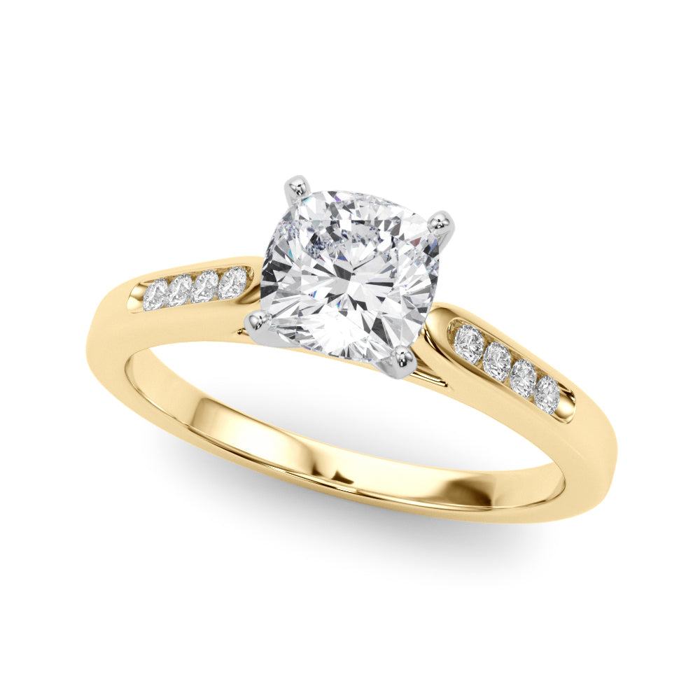 Artisan Channel-Set Round Diamond Engagement Ring — 9K/18K Gold & Platinum