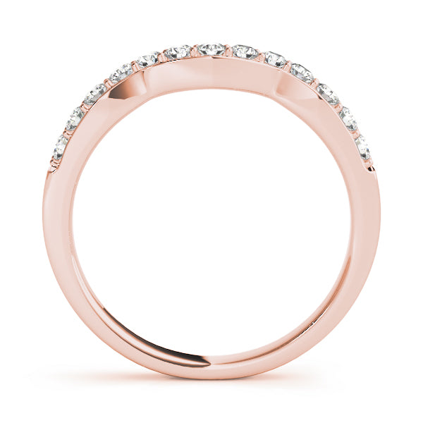 Prong in Channel Curved Half Eternity Ring in Gold & Platinum