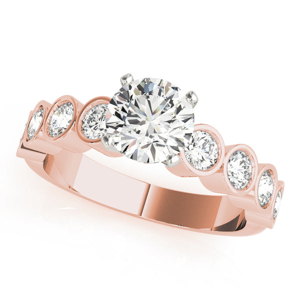 Radiant Bezel-Set Round Diamond Engagement Ring — 9K/18K Gold & Platinum