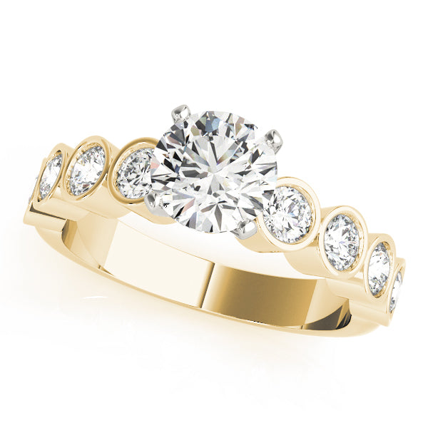 Radiant Bezel-Set Round Diamond Engagement Ring — 9K/18K Gold & Platinum