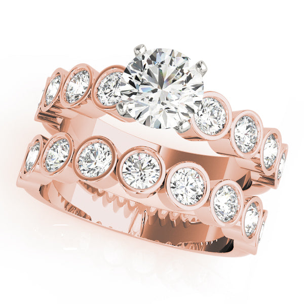 Radiant Bezel-Set Round Diamond Engagement Ring — 9K/18K Gold & Platinum
