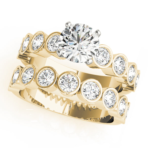 Radiant Bezel-Set Round Diamond Engagement Ring — 9K/18K Gold & Platinum