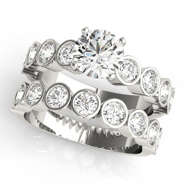 Radiant Bezel-Set Round Diamond Engagement Ring — 9K/18K Gold & Platinum