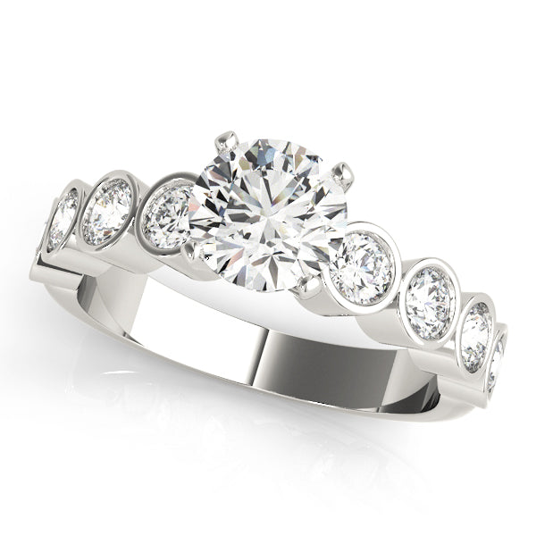 Radiant Bezel-Set Round Diamond Engagement Ring — 9K/18K Gold & Platinum