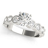 Radiant Bezel-Set Round Diamond Engagement Ring — 9K/18K Gold & Platinum
