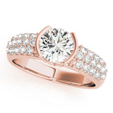 Majestic Pave Round Diamond Engagement Ring — 9K/18K Gold & Platinum