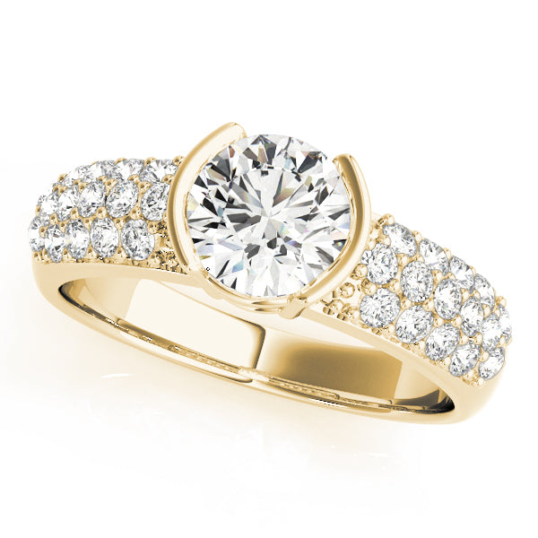 Majestic Pave Round Diamond Engagement Ring — 9K/18K Gold & Platinum