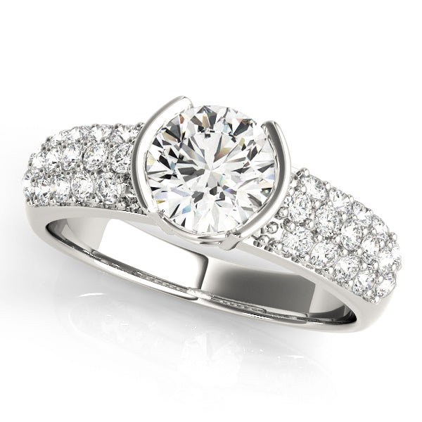 Majestic Pave Round Diamond Engagement Ring — 9K/18K Gold & Platinum