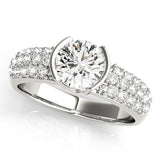 Majestic Pave Round Diamond Engagement Ring — 9K/18K Gold & Platinum