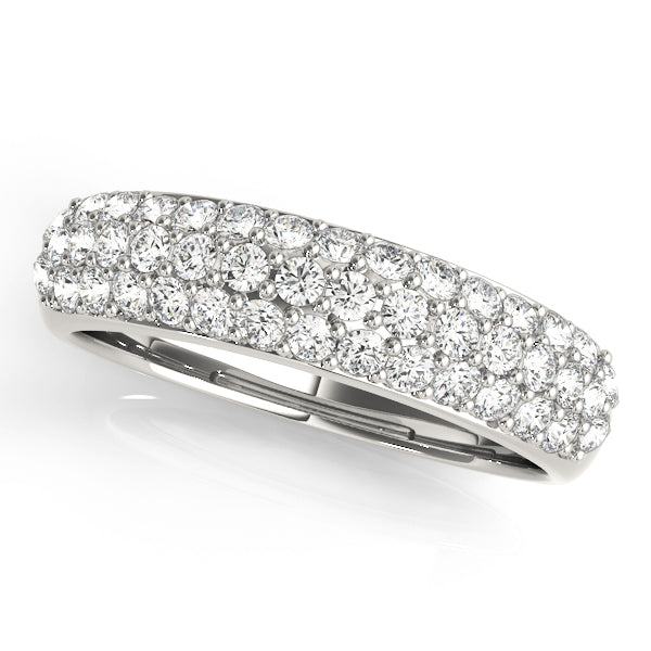 Multirow Pavã© Wedding Half Eternity Ring in Gold & Platinum