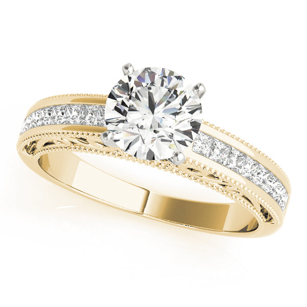 Sculpted Antique Princess Diamond Engagement Ring — 9K/18K Gold & Platinum