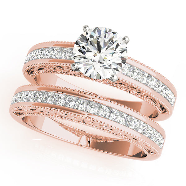 Sculpted Antique Princess Diamond Engagement Ring — 9K/18K Gold & Platinum