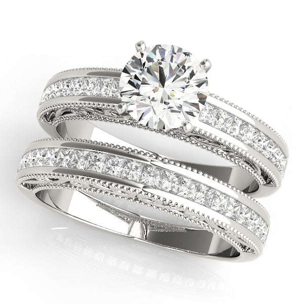 Sculpted Antique Princess Diamond Engagement Ring — 9K/18K Gold & Platinum