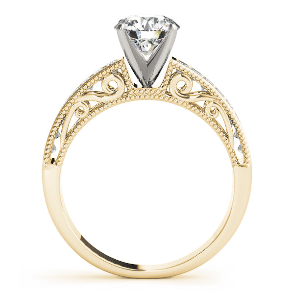 Sculpted Antique Princess Diamond Engagement Ring — 9K/18K Gold & Platinum