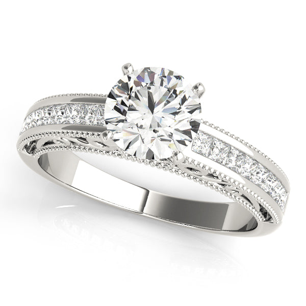 Sculpted Antique Princess Diamond Engagement Ring — 9K/18K Gold & Platinum