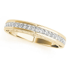 Fancy Princess Cut Milgrain Half Eternity Ring in Gold & Platinum