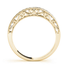 Fancy Princess Cut Milgrain Half Eternity Ring in Gold & Platinum