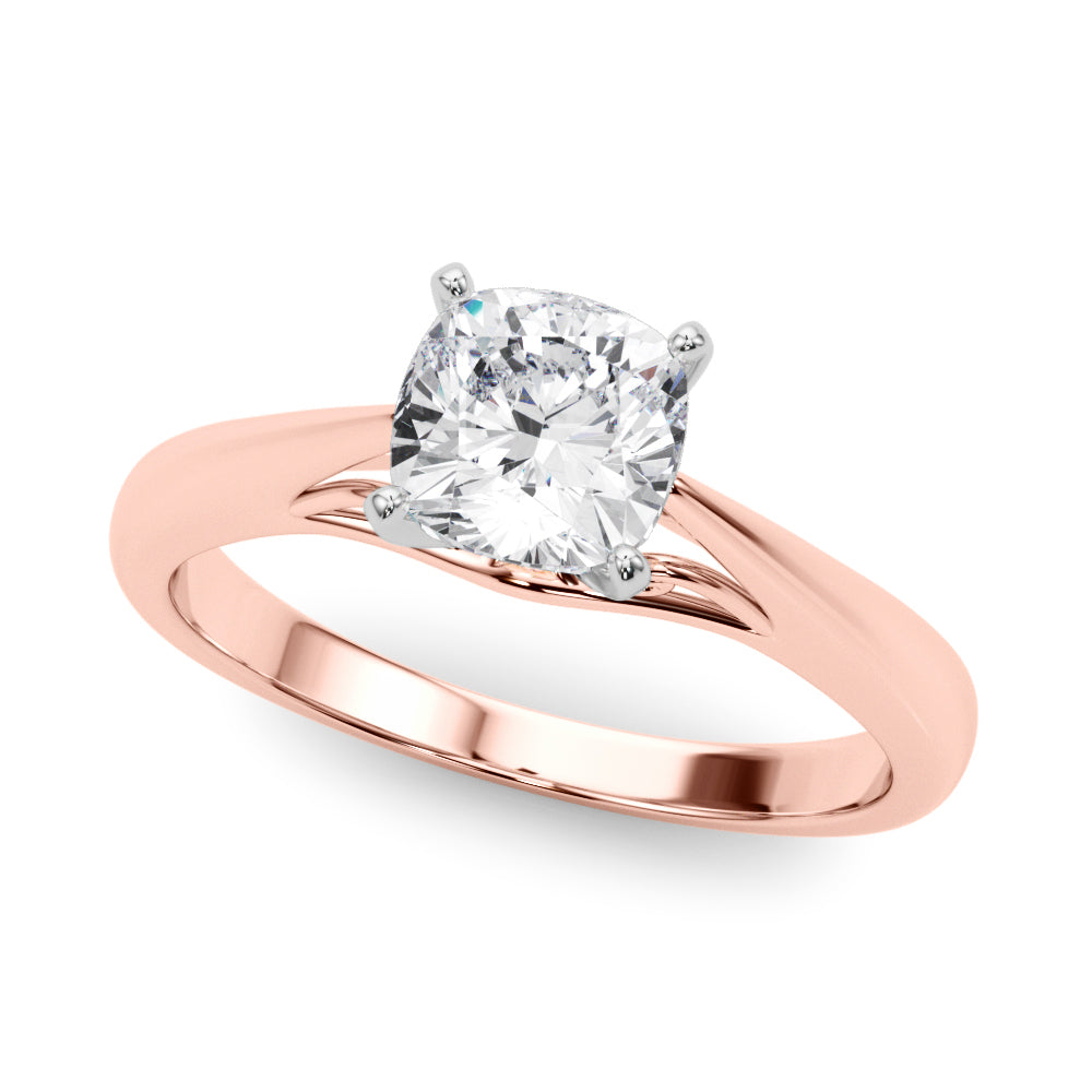 Lustrous Solitaires Any Shape Round Diamond Engagement Ring — 9K/18K Gold & Platinum
