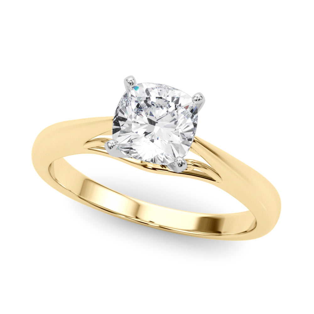 Lustrous Solitaires Any Shape Round Diamond Engagement Ring — 9K/18K Gold & Platinum