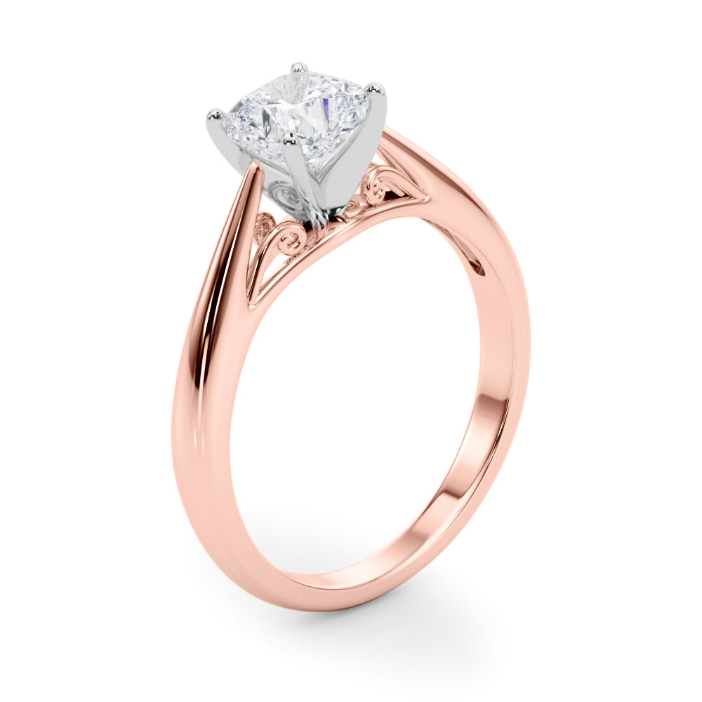 Lustrous Solitaires Any Shape Round Diamond Engagement Ring — 9K/18K Gold & Platinum