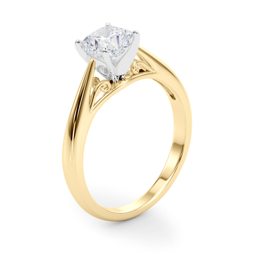 Lustrous Solitaires Any Shape Round Diamond Engagement Ring — 9K/18K Gold & Platinum