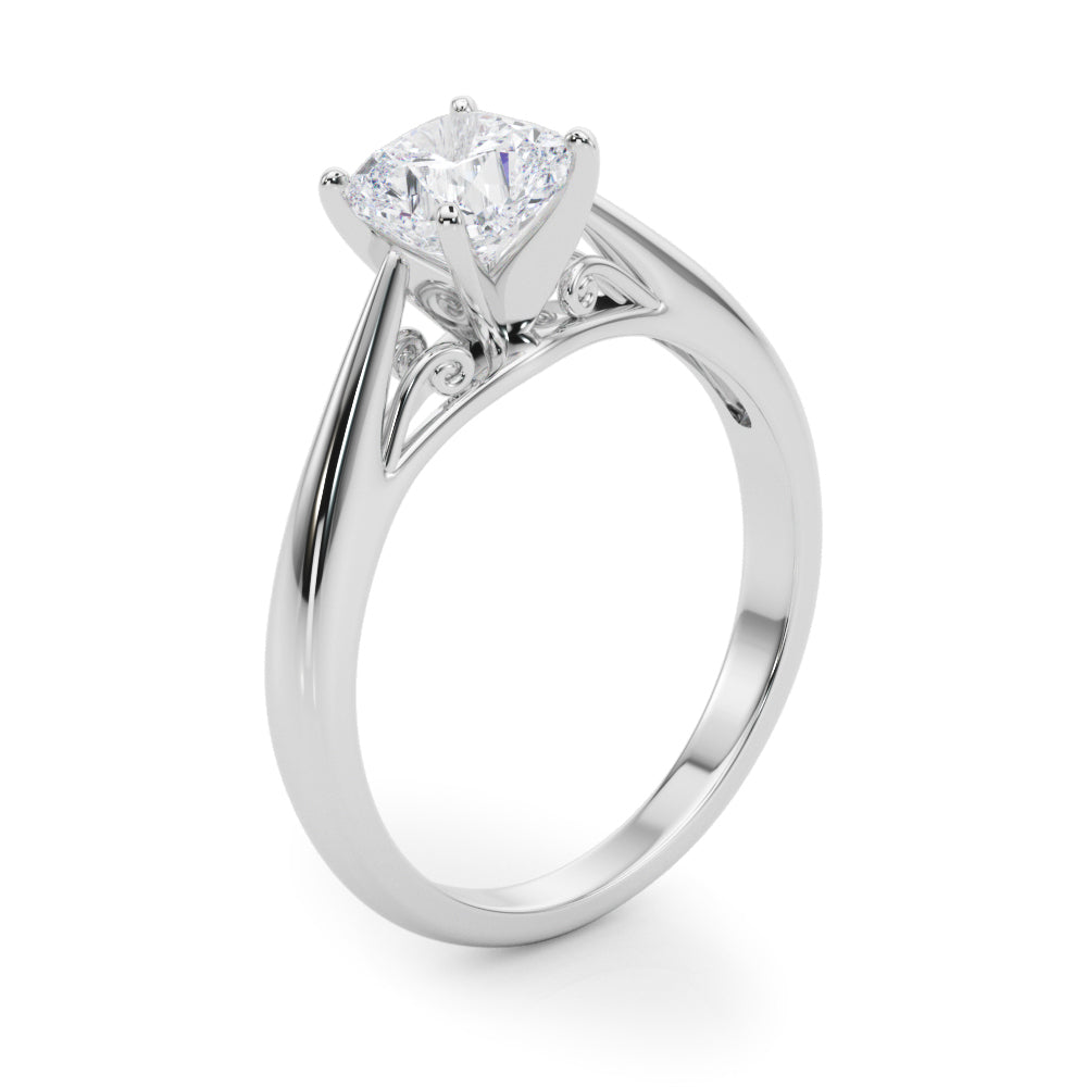Lustrous Solitaires Any Shape Round Diamond Engagement Ring — 9K/18K Gold & Platinum
