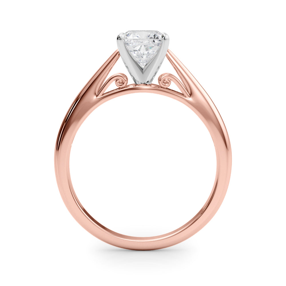 Lustrous Solitaires Any Shape Round Diamond Engagement Ring — 9K/18K Gold & Platinum