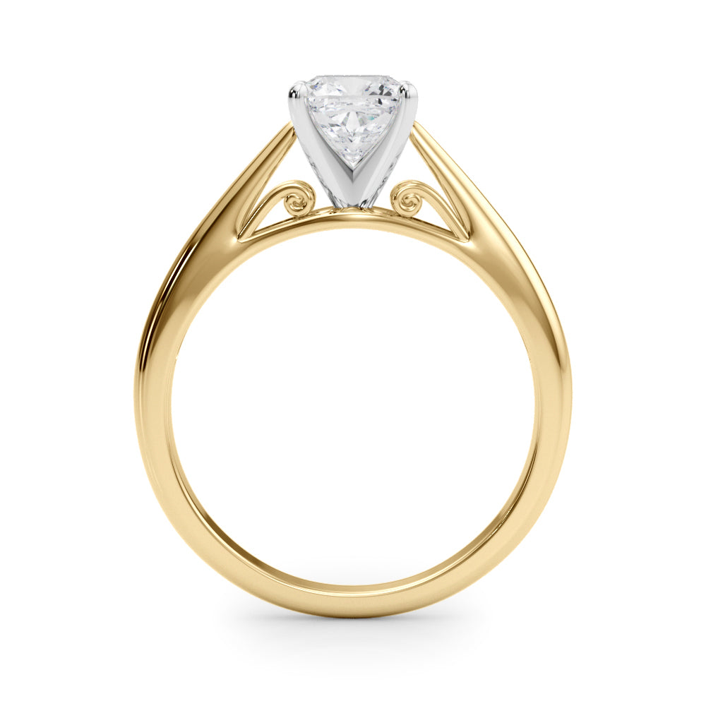 Lustrous Solitaires Any Shape Round Diamond Engagement Ring — 9K/18K Gold & Platinum