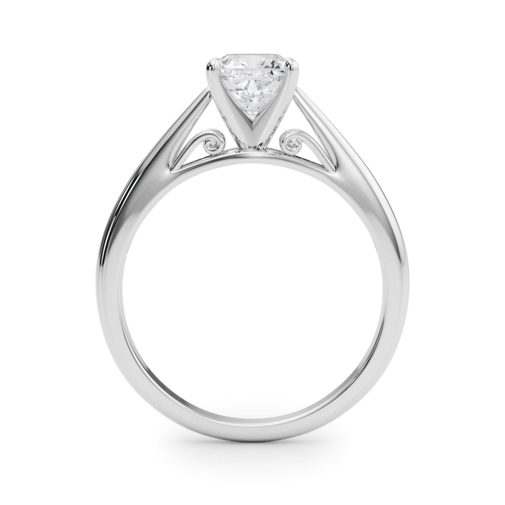 Lustrous Solitaires Any Shape Round Diamond Engagement Ring — 9K/18K Gold & Platinum