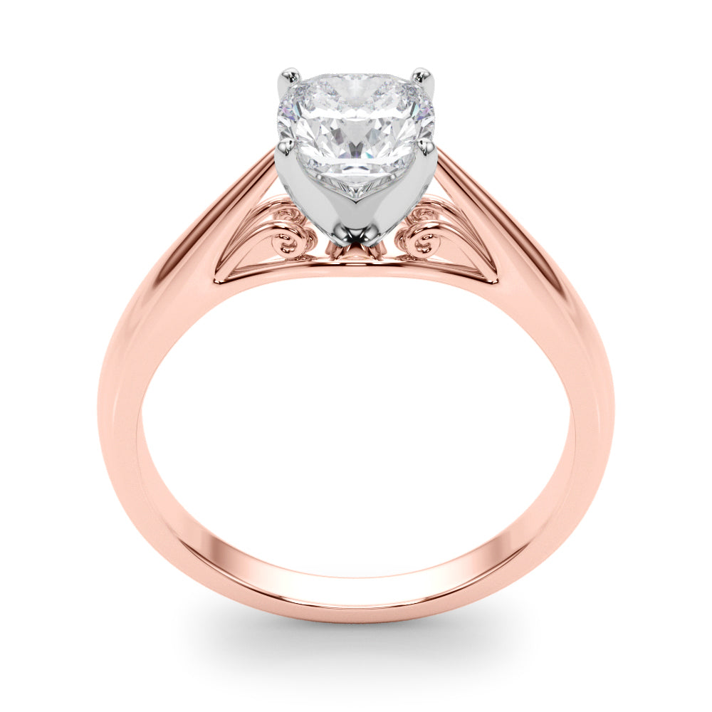 Lustrous Solitaires Any Shape Round Diamond Engagement Ring — 9K/18K Gold & Platinum