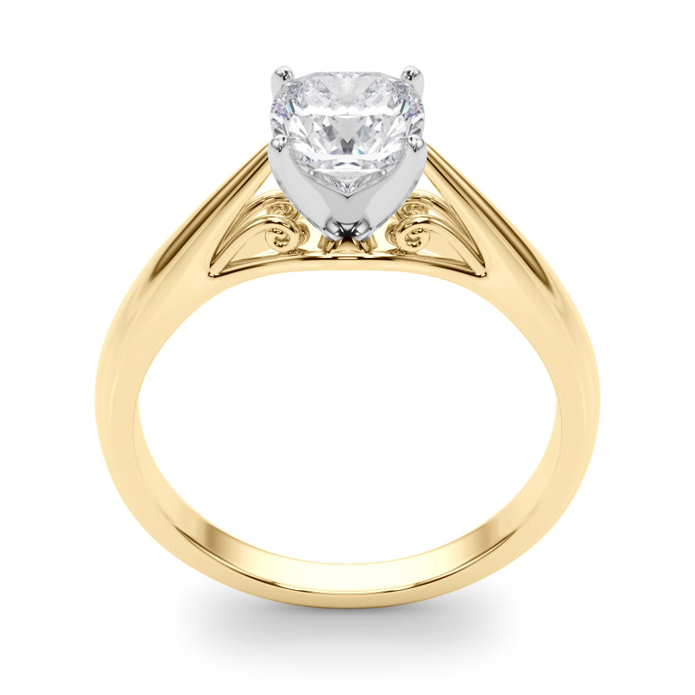 Lustrous Solitaires Any Shape Round Diamond Engagement Ring — 9K/18K Gold & Platinum