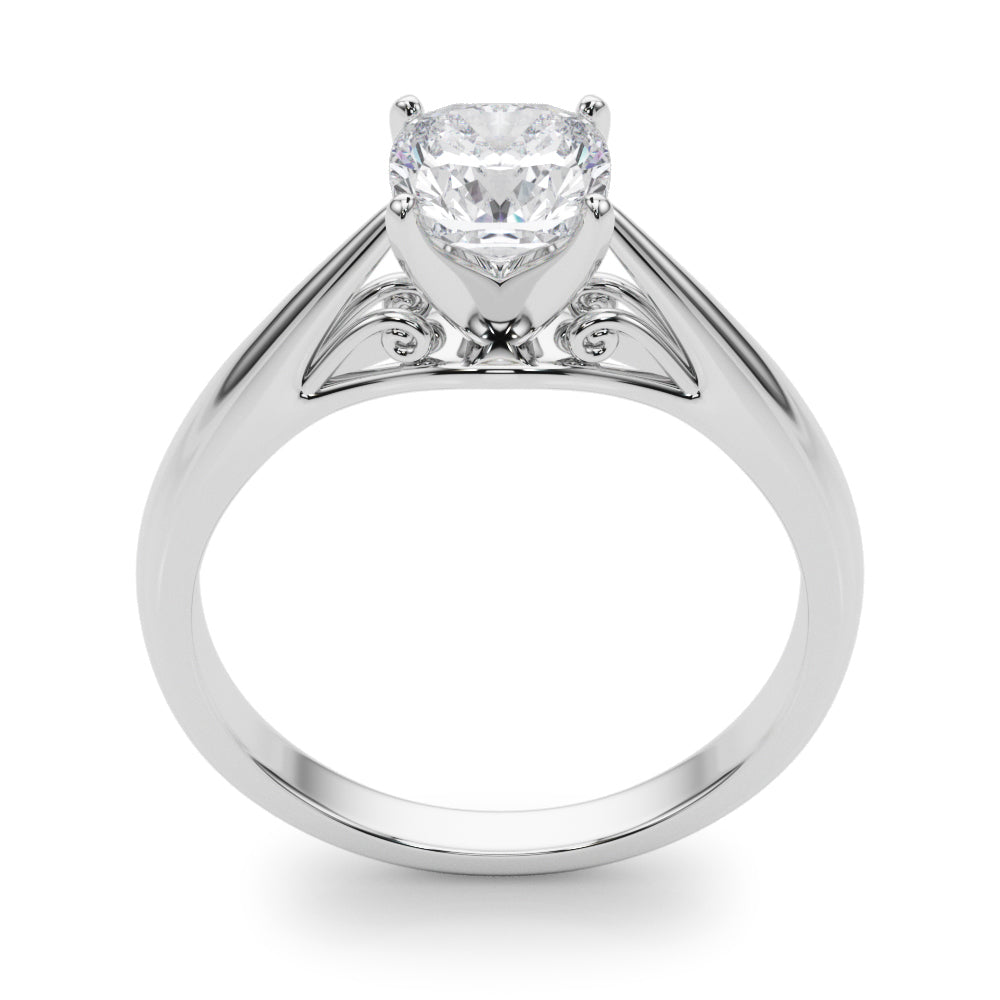 Lustrous Solitaires Any Shape Round Diamond Engagement Ring — 9K/18K Gold & Platinum