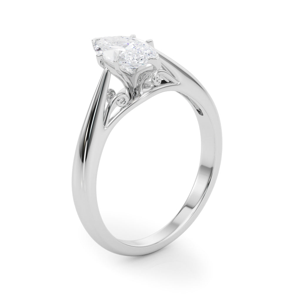 Lustrous Solitaires Any Shape Round Diamond Engagement Ring — 9K/18K Gold & Platinum