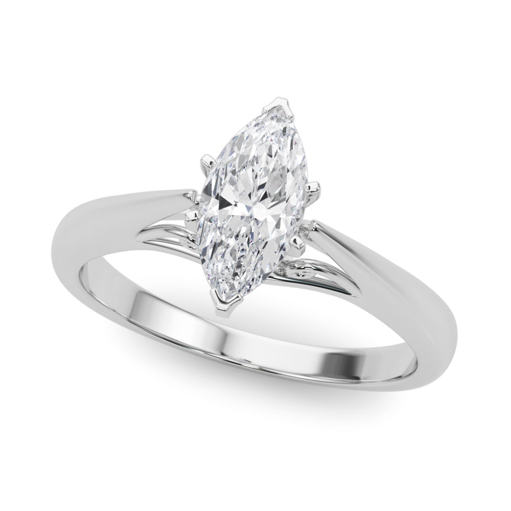 Lustrous Solitaires Any Shape Round Diamond Engagement Ring — 9K/18K Gold & Platinum