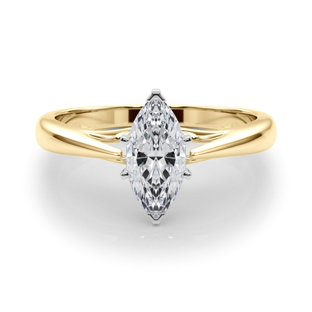 Lustrous Solitaires Any Shape Round Diamond Engagement Ring — 9K/18K Gold & Platinum